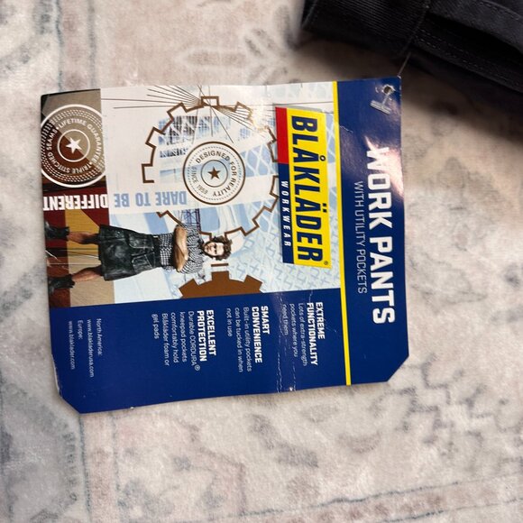 Blaklader Work Pants Men’s 50x30 Gray Blue Workwear Double Knee Cargo Loose Plus - Picture 7 of 16